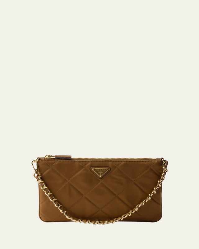 Re-Nylon Mini Quilted Pouch Clutch Bag